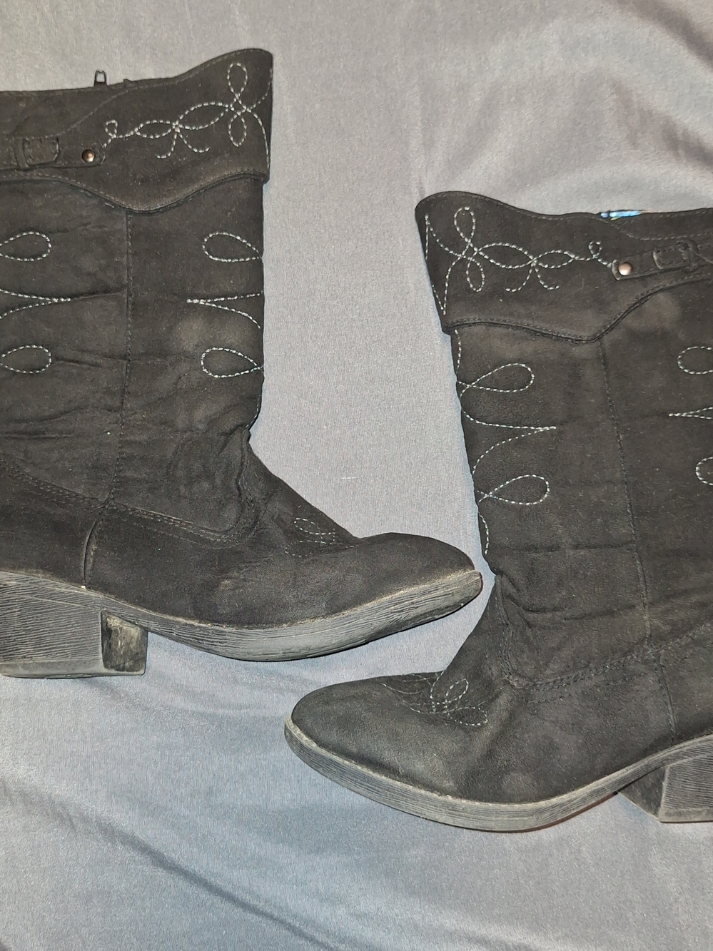 Paris Blues Black Suede Kids Western Boots